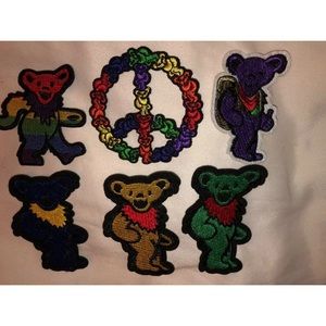 Grateful Dead dancing bear iron on patch set